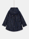 girls navy blue raincoat with cherry print