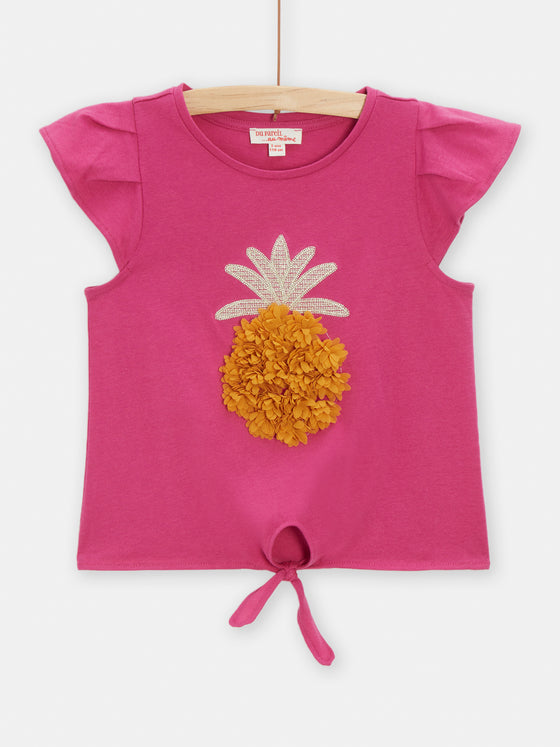 Pink tank top with pineapple animation for girls