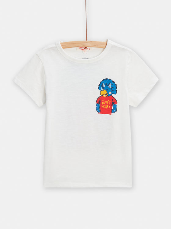 boys white and blue dinosaur Tshirt