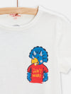 boys white and blue dinosaur Tshirt