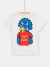 boys white and blue dinosaur Tshirt