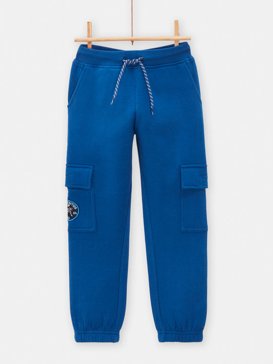 Boys navy blue cargo-style jogging pants