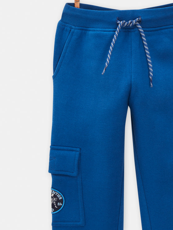 Boys navy blue cargo-style jogging pants