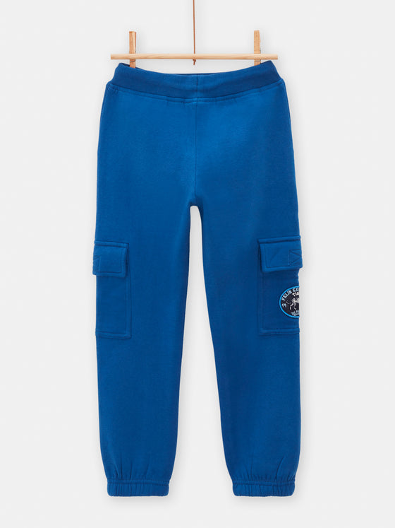 Boys navy blue cargo-style jogging pants