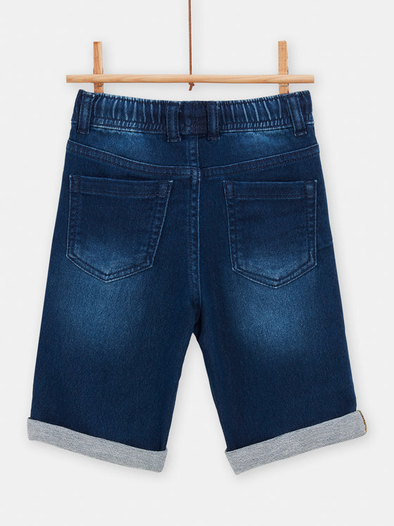 Boys denim Bermuda shorts with lion key ring