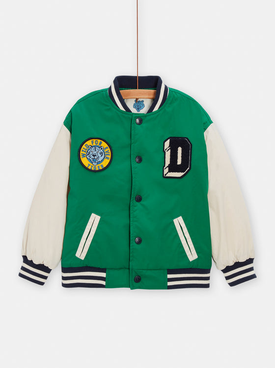 Boys green nylon teddy jacket