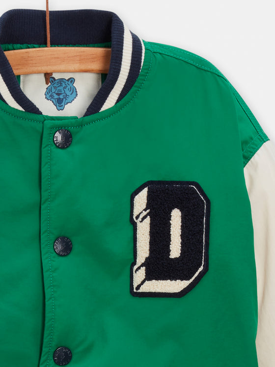 Boys green nylon teddy jacket