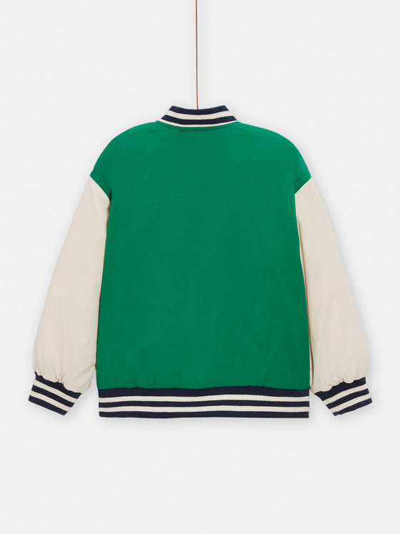 Boys green nylon teddy jacket