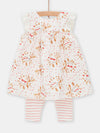 Off-white and pink GIRL print dress and leggings set