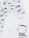 Babyboys set of 2 offwhite cat print bodysuits