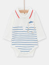 Offwhite blue striped bodysuit for baby boys