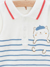 Offwhite blue striped bodysuit for baby boys