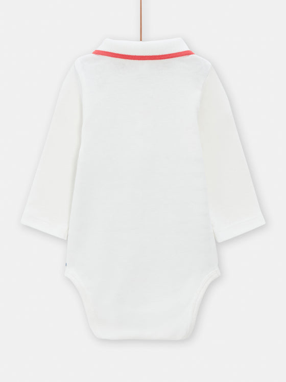 Offwhite blue striped bodysuit for baby boys