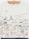 Boys white and blue pyjamas with Parisian roofs print