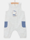 Blue cat striped overalls