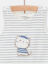 Blue cat striped overalls