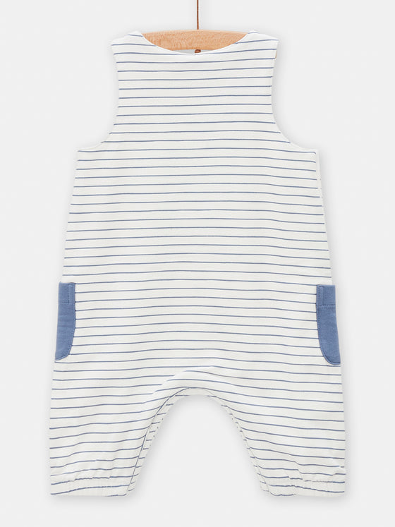 Blue cat striped overalls