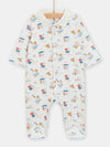 Quilted onesie with long sleeves boat print