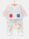 Mixed multicolored vest and overalls set