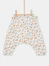 girls offwhite animal print reversible pants