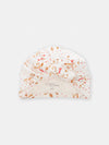 Off white polka dot bird and leaf print turban for baby girls