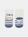 girls white and blue cat socks