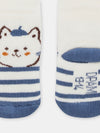 girls white and blue cat socks