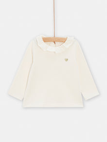  Baby girls ecru sweatshirt with golden heart