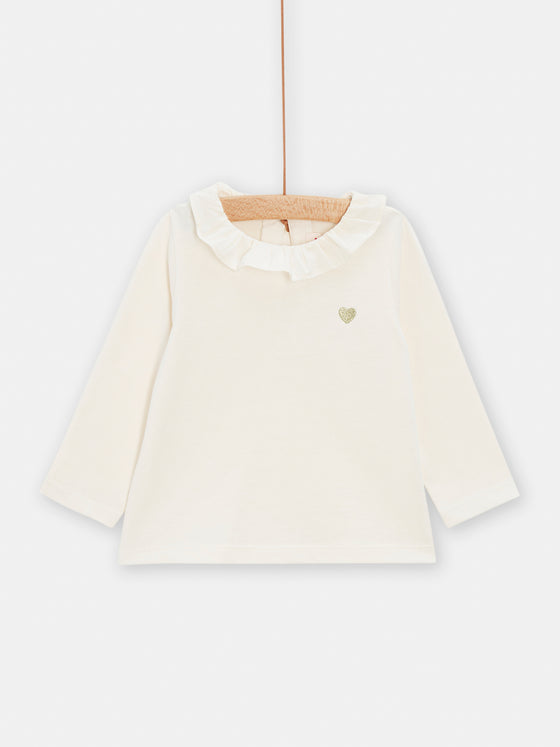 Baby girls ecru sweatshirt with golden heart