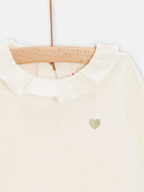 Baby girls ecru sweatshirt with golden heart