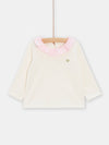 Baby girls powder pink sweatshirt with rose collar