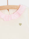 Baby girls powder pink sweatshirt with rose collar