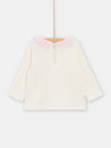 Baby girls powder pink sweatshirt with rose collar