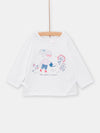 Baby girls white Tshirt with girlsinthegarden motif