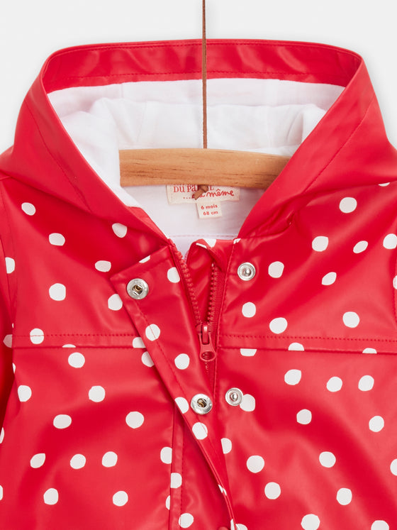 Baby girls red polkadot raincoat