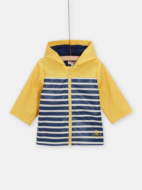 Babyboys yellow and navy blue striped raincoat