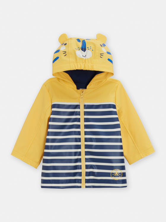 Babyboys yellow and navy blue striped raincoat