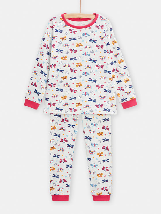 Girls ecru pyjama with fantasy print