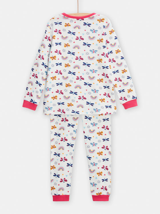 Girls ecru pyjama with fantasy print