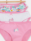 5 pink unicorn print panties for girls