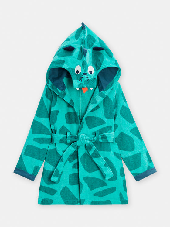 Boys green bathrobe with dragon head animation