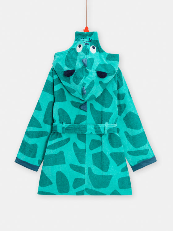 Boys green bathrobe with dragon head animation