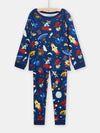 Dark blue phosphorescent pyjamas with space print for boys