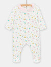 GIRLs ecru romper with rabbit print