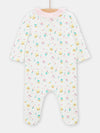 GIRLs ecru romper with rabbit print