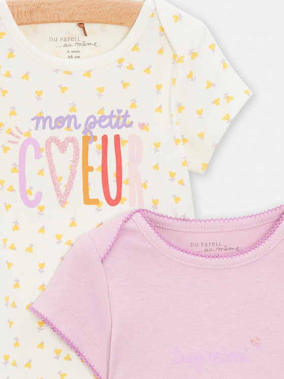 2 mon petit short sleeved bodysuits for baby girls