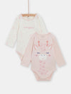 Set of 2 mon amour longsleeved baby girls bodysuits