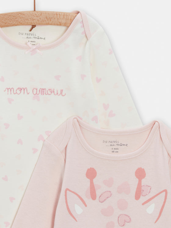 Set of 2 mon amour longsleeved baby girls bodysuits