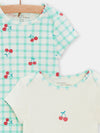 2 long sleeved white cherry bodysuits for baby girls