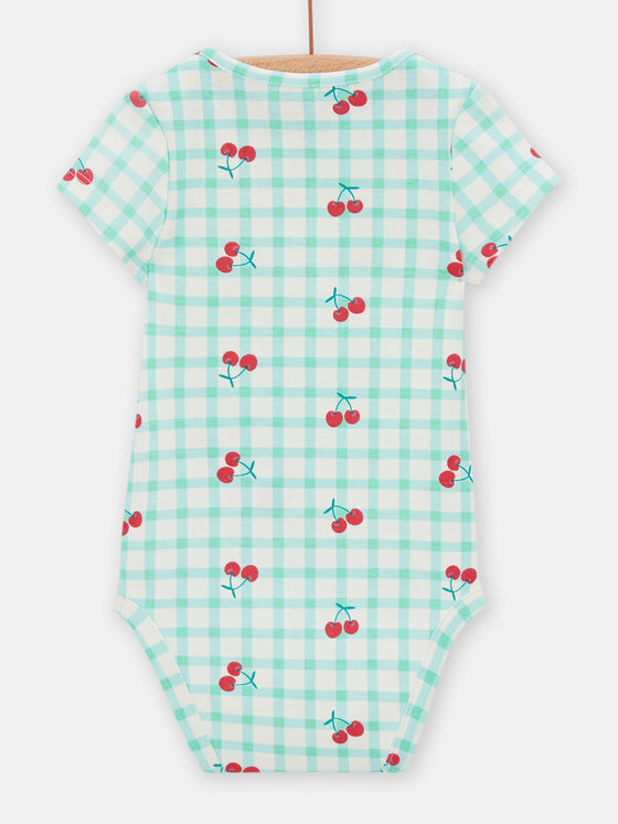 2 long sleeved white cherry bodysuits for baby girls